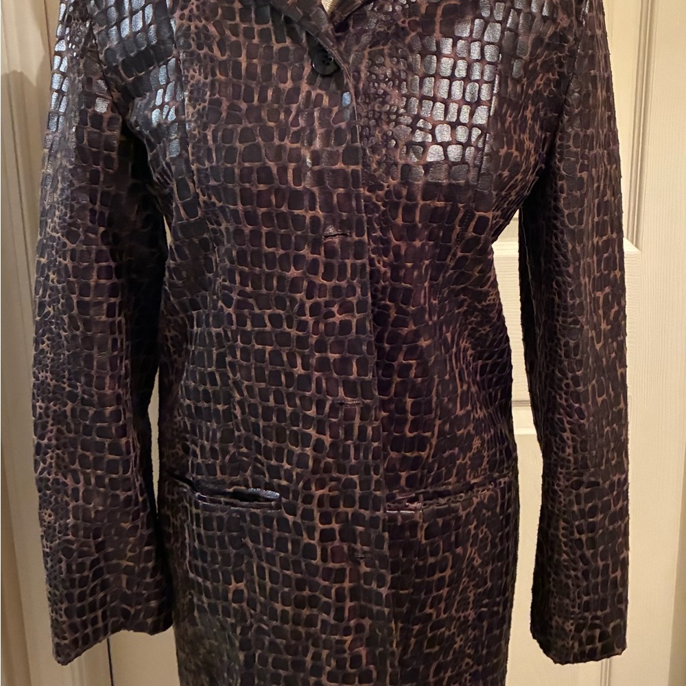 Selene Sport Dark Brown Crocodile Pattern Trench Coat
